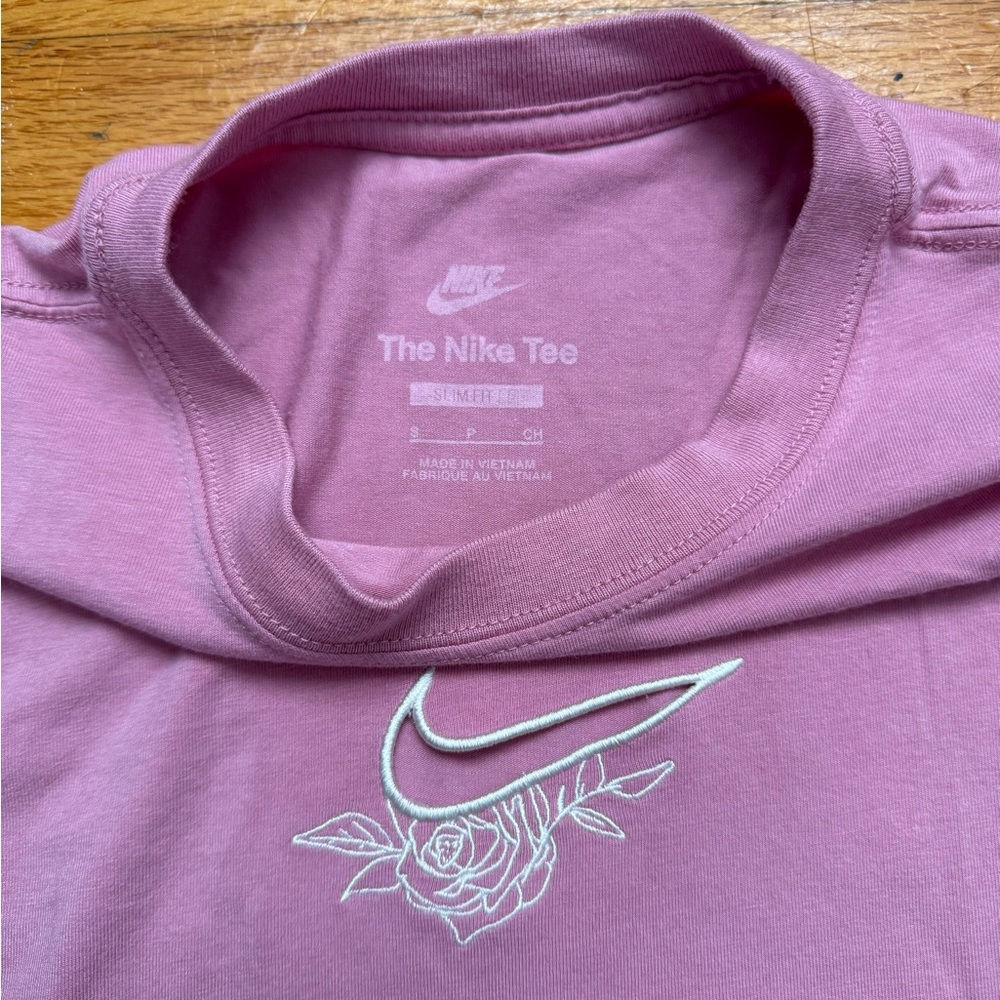 Girls Nike Pink Tee with Floral Design